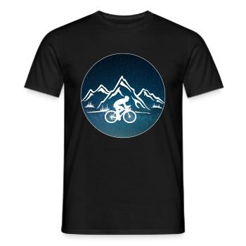 Bicycle cycling mountains - Men's T-Shirt - black - Front - AI Model Male 178 light (178cm)