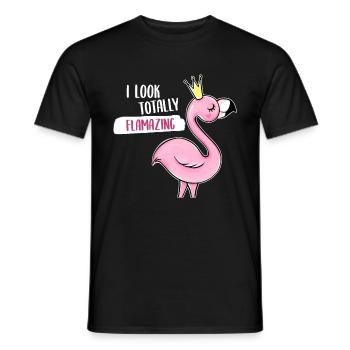 Flamingo Flamazing cool funny humor - Men's T-Shirt - black - Front - AI Model Male 178 light (178cm)