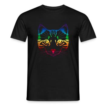 Chat arc-en-ciel LGBT - T-shirt homme - noir - Devant - AI Model Male 178 light (178cm)