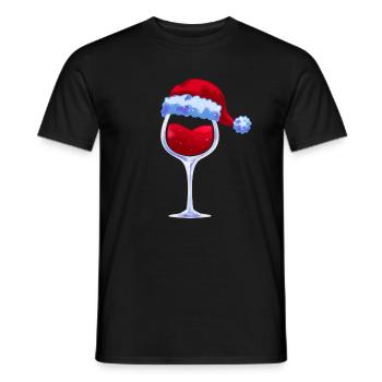 Vin verre à vin père noël chapeau de noël - T-shirt homme - noir - Devant - AI Model Male 178 light (178cm)