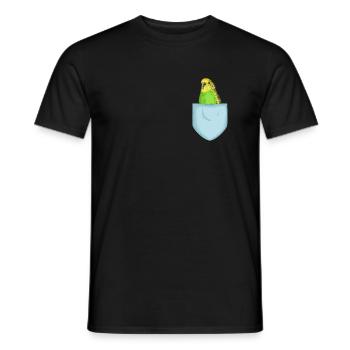 Perruche poitrine poche mignon oiseau animal de compagnie - T-shirt homme - noir - Devant - AI Model Male 178 light (178cm)