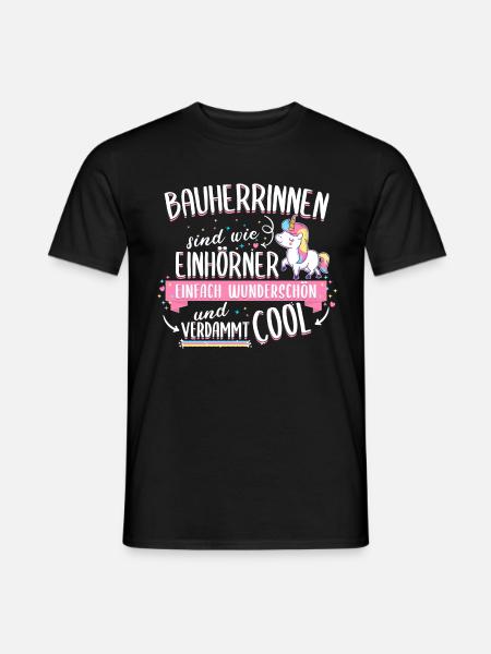 Bauherrin Bauherr Hausbau Einhorn Spruch - Männer T-Shirt - Schwarz