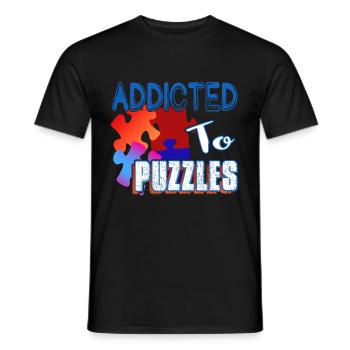 Addicted To Puzzles Funny Jigsaw Puzzle - Men's T-Shirt - black - Front - AI Model Male 178 light (178cm)