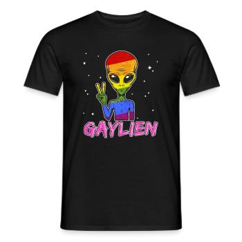 Alien Gay Gaylien LGBT Gay Rainbow CSD - T-shirt homme - noir - Devant - AI Model Male 178 light (178cm)