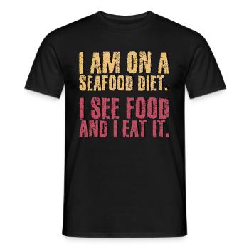 Lustiges Wortspiel Essen Seafood Diet - Männer T-Shirt - Schwarz - Vorne - AI Model Male 178 light (178cm)