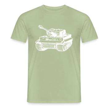 Panzer Tiger battle tank World War I funny saying - Men's T-Shirt - sage - Front - AI Model Male 178 light (178cm)