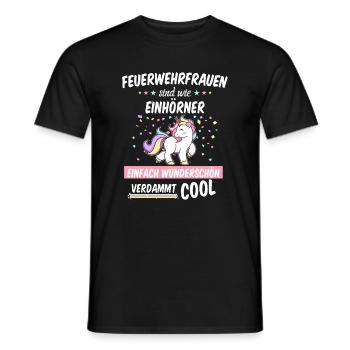 Feuerwehrfrau Feuerwehr Einhorn Beruf Spruch - Männer T-Shirt - Schwarz - Vorne - AI Model Male 178 light (178cm)