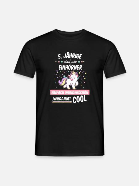 Geburtstag 5 Geburtstag Einhorn Spruch Party - Männer T-Shirt - Schwarz