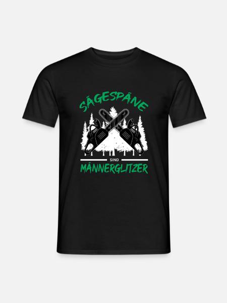 Sägespäne Männerglitzer Holz Holzfäller Motorsäge - Männer T-Shirt - Schwarz