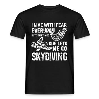 Skydiving Lets Me Go Skydiving - Men's T-Shirt - black - Front - AI Model Male 178 light (178cm)