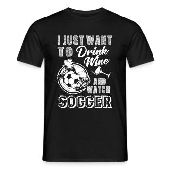 Soccer Drink Wine And Watch - Men's T-Shirt - black - Front - AI Model Male 178 light (178cm)