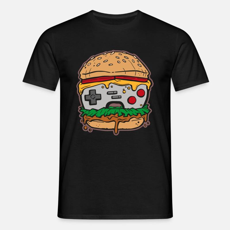 Hamburger Gaming Controller - Männer T-Shirt - Schwarz