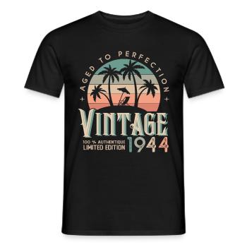1944 Birthday Gift Born 1944 - Men's T-Shirt - black - Front - AI Model Male 178 light (178cm)