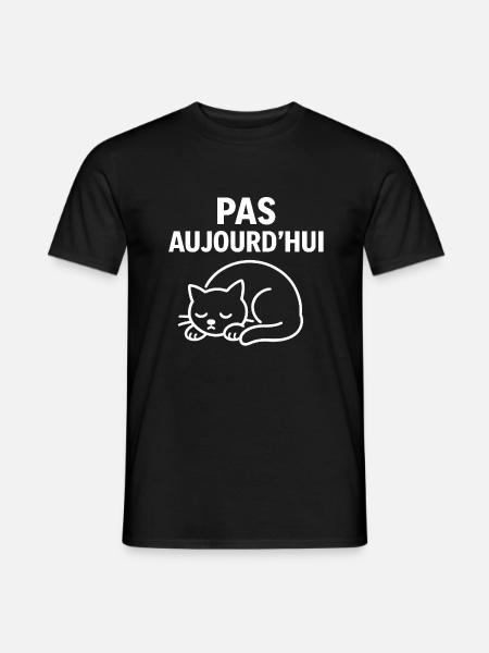 Pas Aujourd'hui Chat Drôle - T-shirt homme - noir