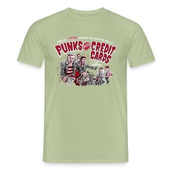 Punks avec des cartes de crédit - T-shirt homme - vert sauge - Devant - AI Model Male 178 light (178cm)
