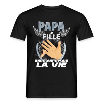 idée cadeau Papa et fille meilleure équipe - T-shirt homme - noir - Devant - AI Model Male 178 light (178cm)