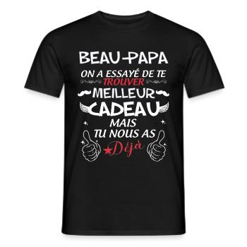 Beau papa beau père et enfants cadeau tendresse - T-shirt homme - noir - Devant - AI Model Male 178 light (178cm)