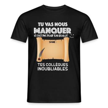 Départ collègue citation collègues inoubliables - T-shirt homme - noir - Devant - AI Model Male 178 light (178cm)