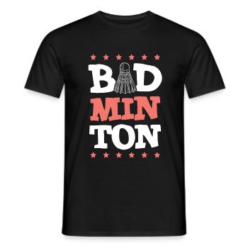 Badminton Sport Federball - Men's T-Shirt - black - Front - AI Model Male 178 light (178cm)