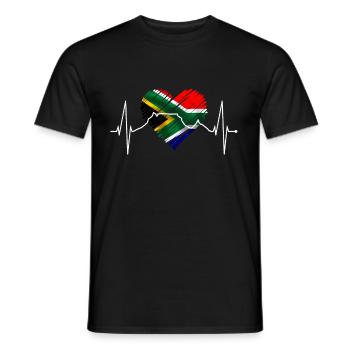 Cape Town Skyline Heart South Africa Flag Table Mountain - Men's T-Shirt - black - Front - AI Model Male 178 light (178cm)