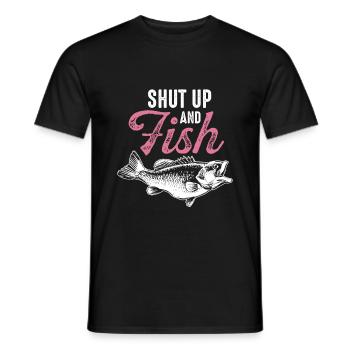 Shut up fishing fishing fish - Men's T-Shirt - black - Front - AI Model Male 178 light (178cm)