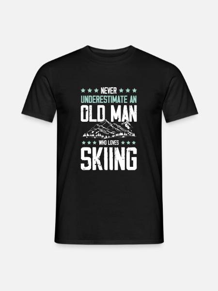 old man skiing - Men's T-Shirt - black