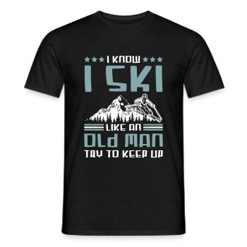 ski vieil homme - T-shirt homme - noir - Devant - AI Model Male 178 light (178cm)
