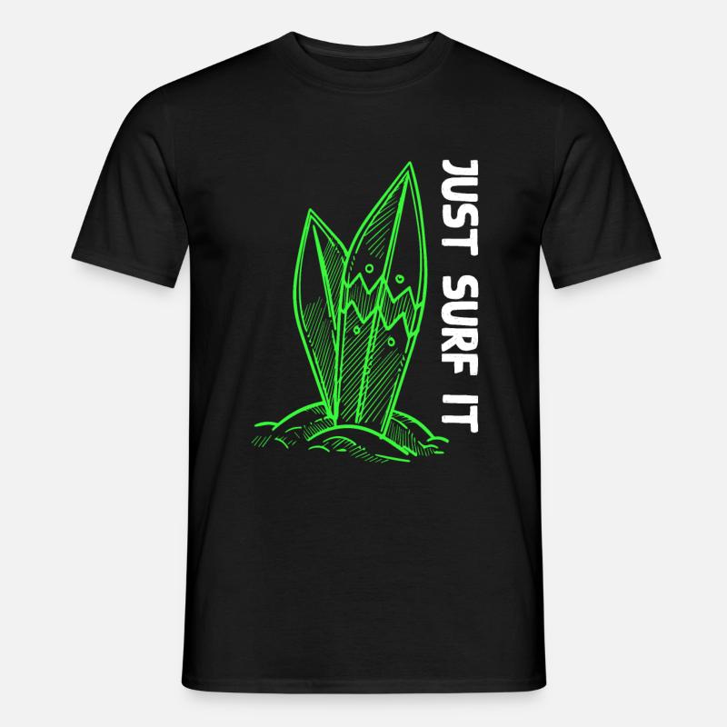 Surfbrett Surfing - Männer T-Shirt - Schwarz