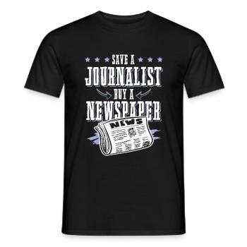journalist newspaper - Men's T-Shirt - black - Front - AI Model Male 178 light (178cm)