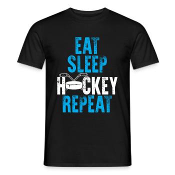 eat sleep hockey repeat - T-shirt homme - noir - Devant - AI Model Male 178 light (178cm)