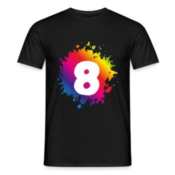 8 nombre de taches - T-shirt homme - noir - Devant - AI Model Male 178 light (178cm)