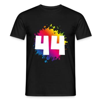 44 Zahl Klecks - Männer T-Shirt - Schwarz - Vorne - AI Model Male 178 light (178cm)