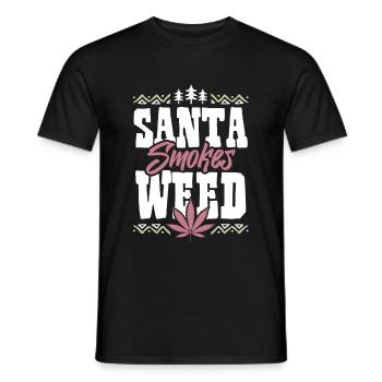 Santa Smokes Weed - Männer T-Shirt - Schwarz - Vorne - AI Model Male 178 light (178cm)