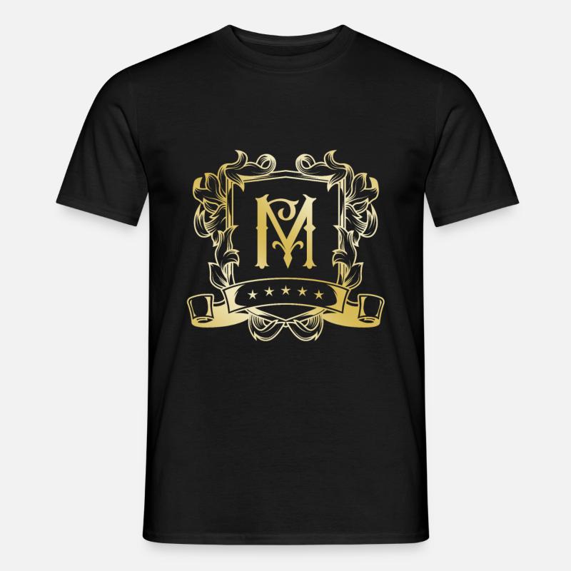 M Buchstabe Gold - Männer T-Shirt - Schwarz