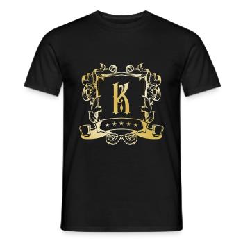 K letter gold - Men's T-Shirt - black - Front - AI Model Male 178 light (178cm)