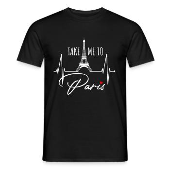 Emmenez-moi à Paris Heartbeat Tour Eiffel France - T-shirt homme - noir - Devant - AI Model Male 178 light (178cm)