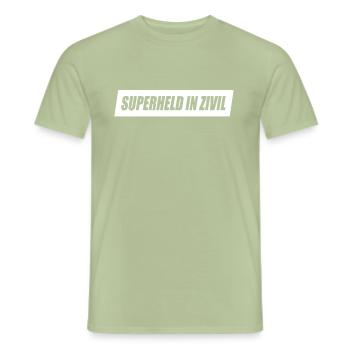 Superheld In Zivil Superhelden Männer Kostüm JGA - Männer T-Shirt - Sage - Vorne - AI Model Male 178 light (178cm)