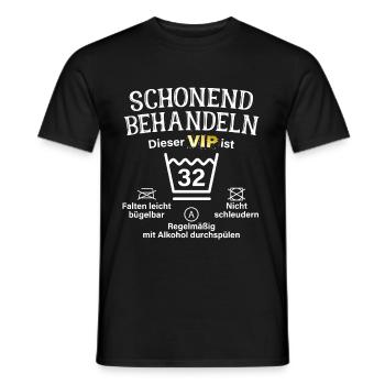 32. Geburtstag Schonend Behandeln 32 VIP ist 32 - Männer T-Shirt - Schwarz - Vorne - AI Model Male 178 light (178cm)