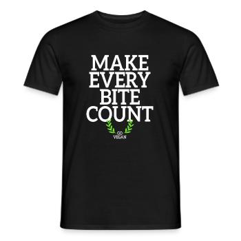 Veganer Make Every Bite Count Go Vegan Veganerin - Männer T-Shirt - Schwarz - Vorne - AI Model Male 178 light (178cm)