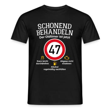 47. Geburtstag Schonend Behandeln Oldtimer Ist 47 - Männer T-Shirt - Schwarz - Vorne - AI Model Male 178 light (178cm)