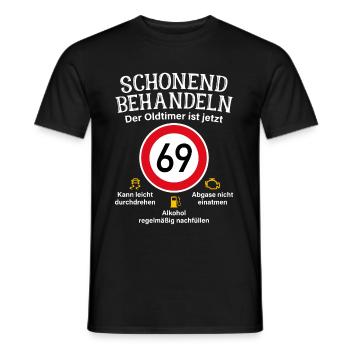 69. Geburtstag Schonend Behandeln Oldtimer Ist 69 - Männer T-Shirt - Schwarz - Vorne - AI Model Male 178 light (178cm)