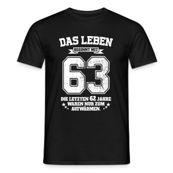 63. Geburtstag Geschenk Das Leben Beginnt Mit 63 - Männer T-Shirt - Schwarz - Vorne - AI Model Male 178 light (178cm)