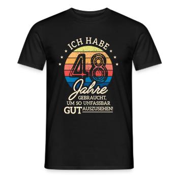 48. Geburtstag Geschenk Habe 48 Jahre Gebraucht - Männer T-Shirt - Schwarz - Vorne - AI Model Male 178 light (178cm)