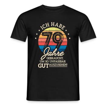 79. Geburtstag Geschenk Habe 79 Jahre Gebraucht - Männer T-Shirt - Schwarz - Vorne - AI Model Male 178 light (178cm)