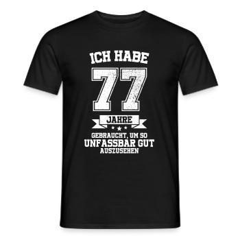 77. Geburtstag Geschenk Habe 77 Jahre Gebraucht - Männer T-Shirt - Schwarz - Vorne - AI Model Male 178 light (178cm)