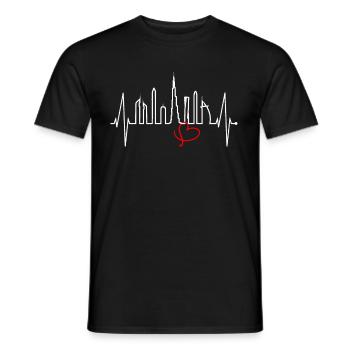 Dubai Skyline Heartbeat Burj Khalifa Silhouette - Men's T-Shirt - black - Front - AI Model Male 178 light (178cm)