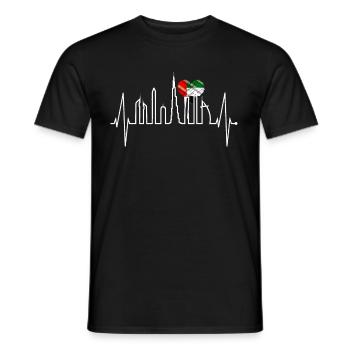 Dubai skyline heartbeat Burj Khalifa UAE flag - Men's T-Shirt - black - Front - AI Model Male 178 light (178cm)