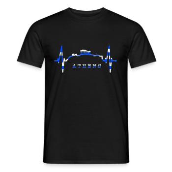 Athènes Skyline Heartbeat Grèce Acropole - T-shirt homme - noir - Devant - AI Model Male 178 light (178cm)