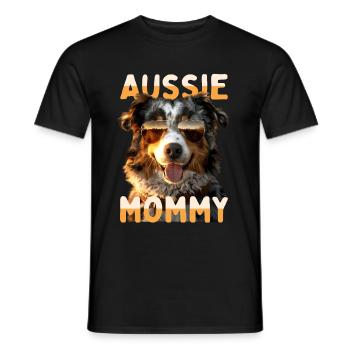 Aussie Mommy Mother's Day Mom Australian Shepherd - Men's T-Shirt - black - Front - AI Model Male 178 light (178cm)