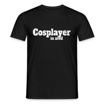 Cosplay Costume Cosplayer In Civil Clothes Halloween Anime - Men's T-Shirt - black - Front - AI Model Male 178 light (178cm)